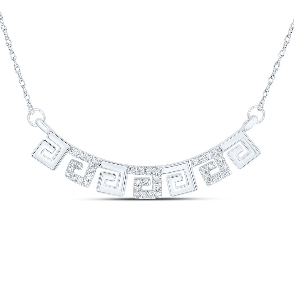 10kt White Gold 1/8 Cttw Natural Diamond 10.10mm Necklace, Length: 18 Inch