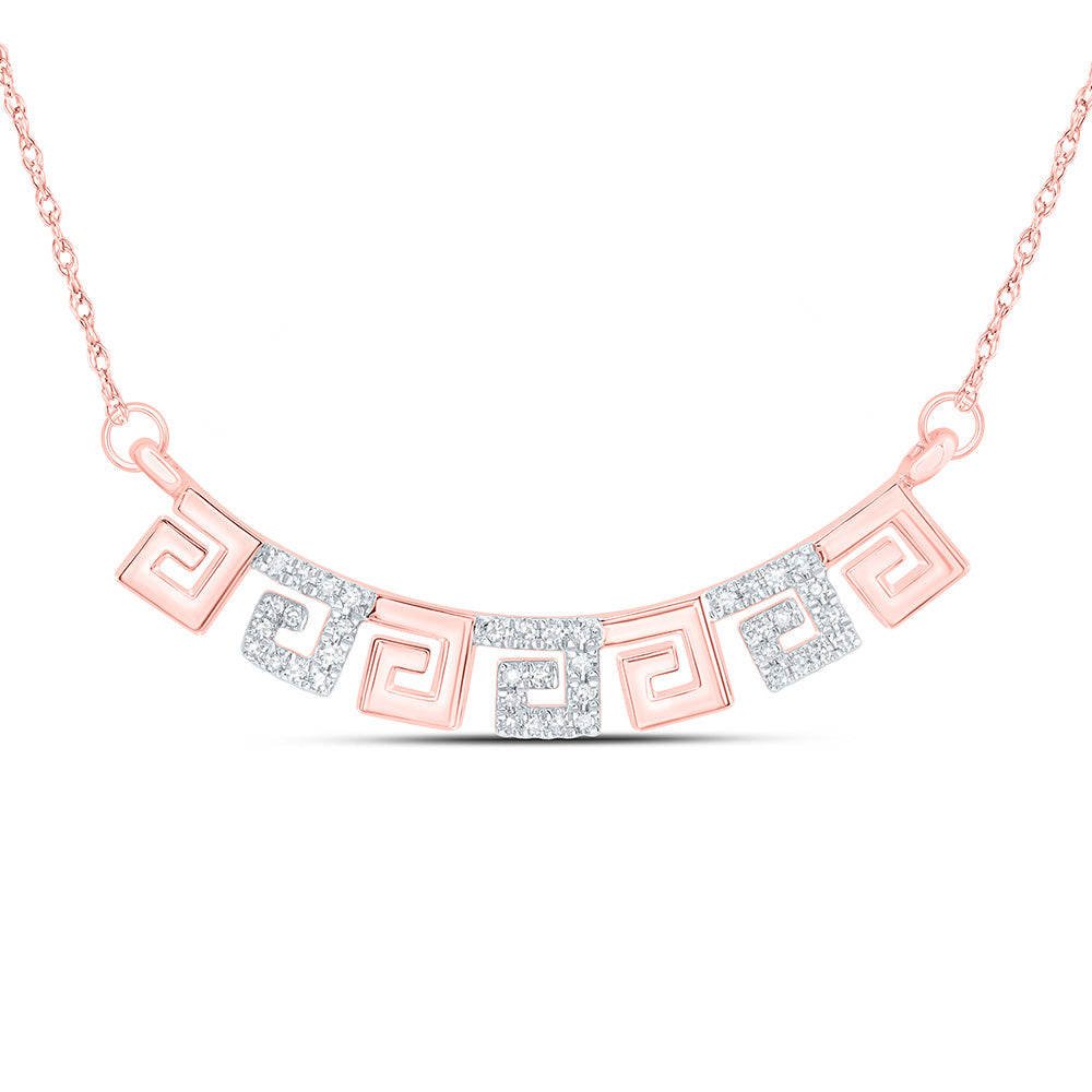 10kt Rose Gold 1/8 Cttw Natural Diamond 10.10mm Necklace, Length: 18 Inch