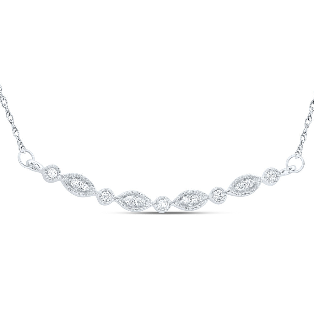10kt White Gold 1/8 Cttw Natural Diamond 8.30mm Necklace, Length: 18 Inch