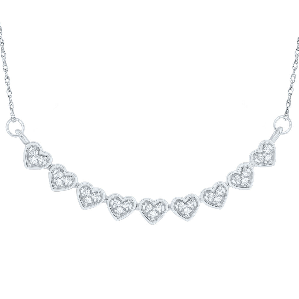 10kt White Gold 1/10 Cttw Natural Diamond 8.8mm Heart Necklace, Length: 18 Inch