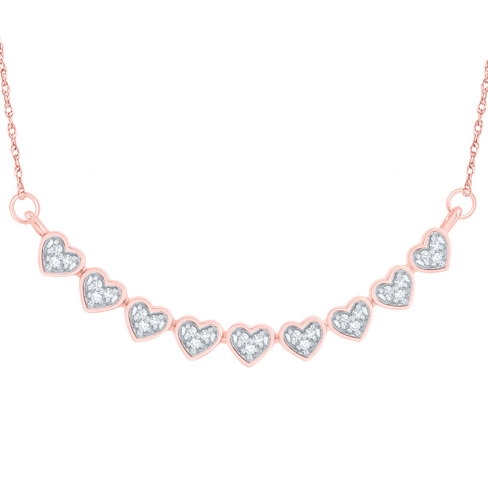 10kt Rose Gold 1/10 Cttw Natural Diamond 8.80mm Heart Necklace, Length: 18 Inch