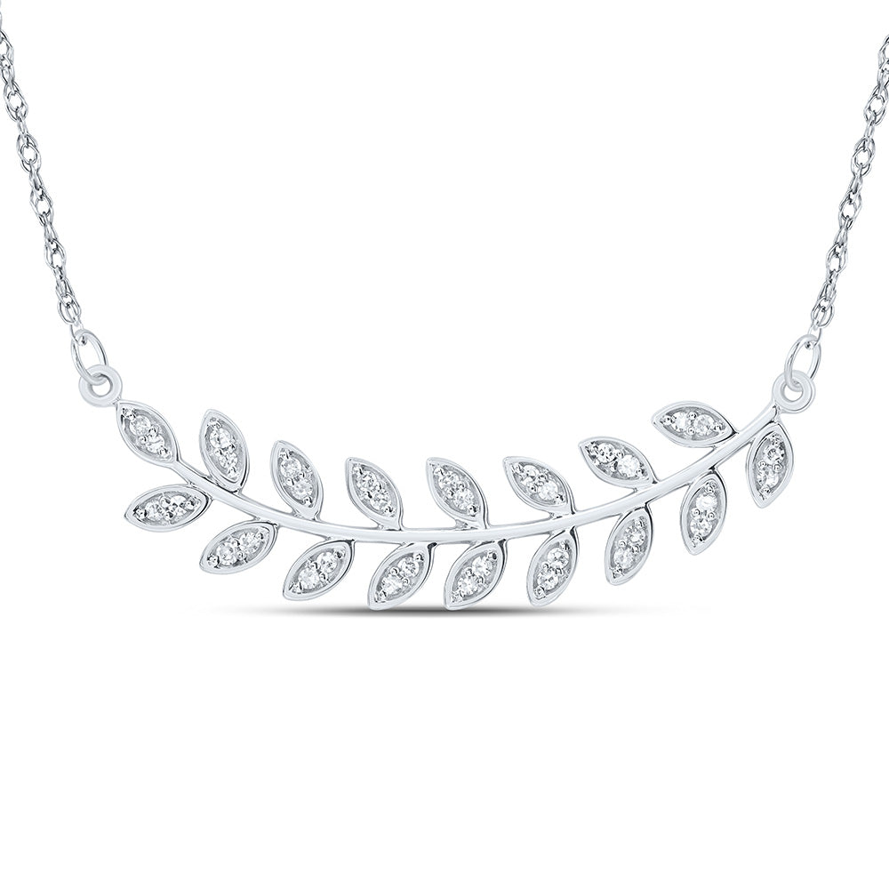 10kt White Gold 1/8 Cttw Natural Diamond 9.70mm Necklace, Length: 18 Inch