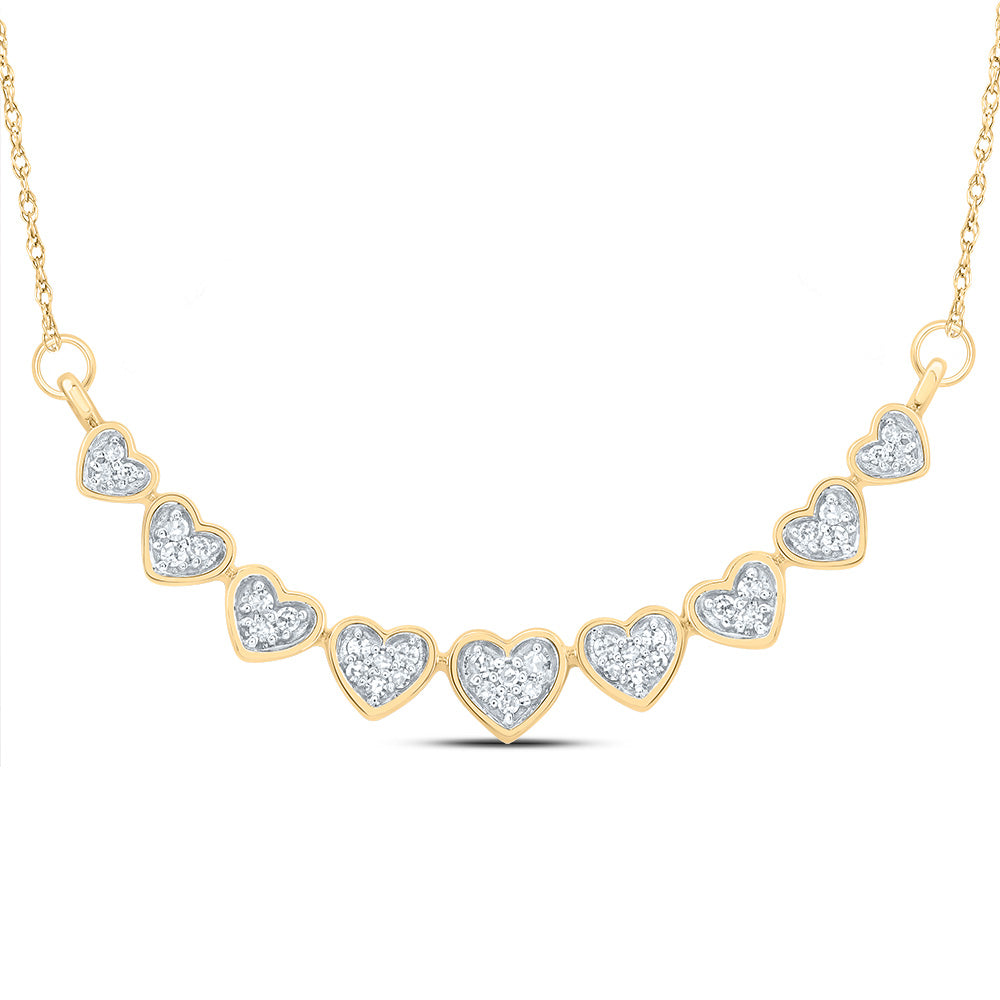 10kt Yellow Gold 1/6 Cttw Natural Diamond Heart Necklace, Length: 18 Inch