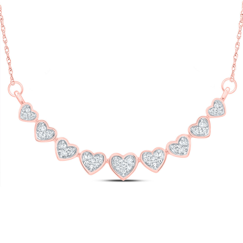 10kt Rose Gold 1/6 Cttw Natural Diamond Heart Necklace, Length: 18 Inch