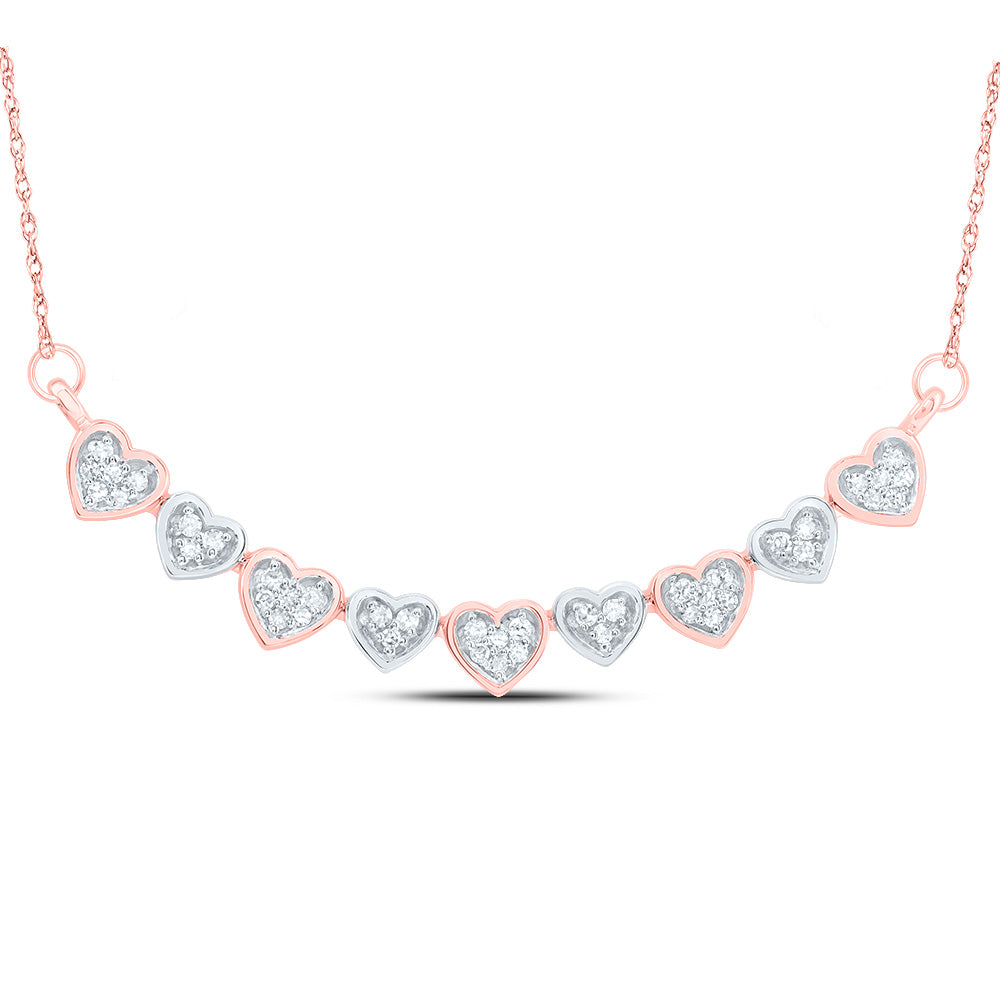 10kt Rose Gold 1/5 Cttw Natural Diamond Heart Necklace, Length: 18 Inch