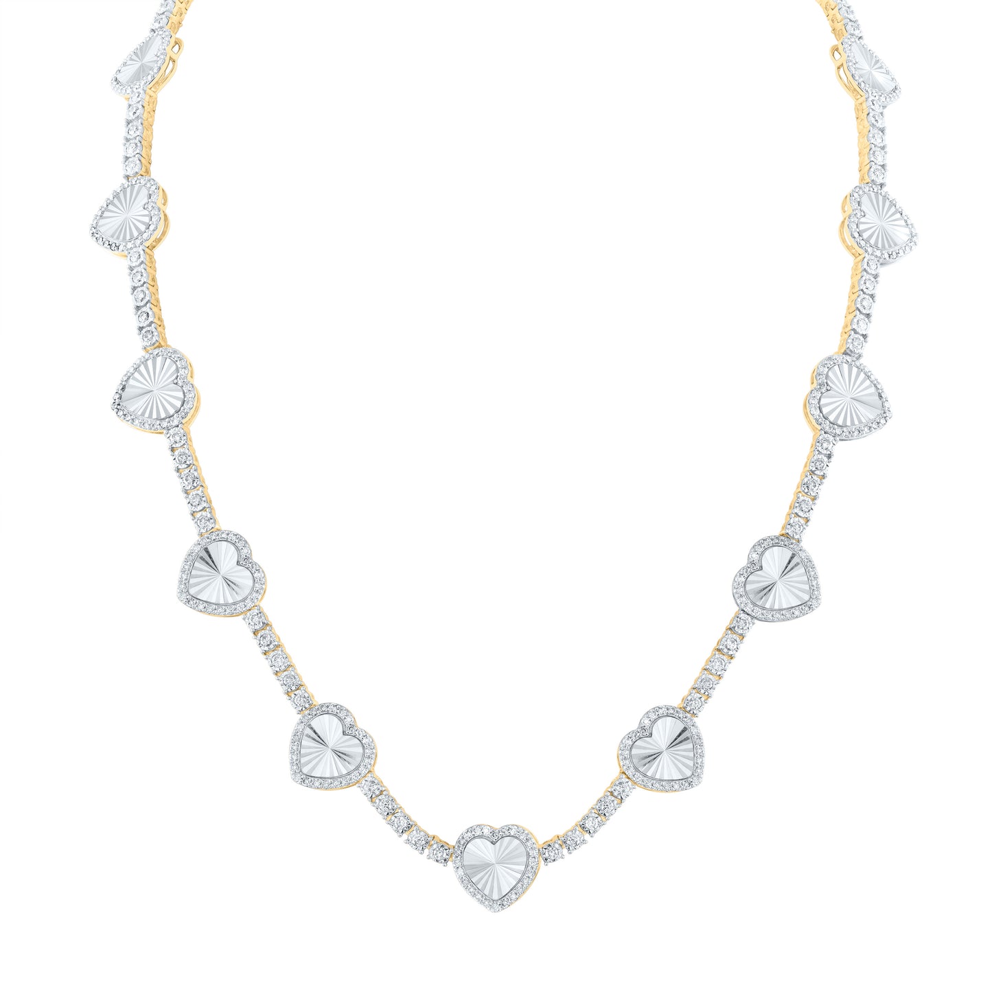 10kt Yellow Gold 4 1/4 Cttw Natural Diamond Fashion Heart Necklace, Length: 18 Inch