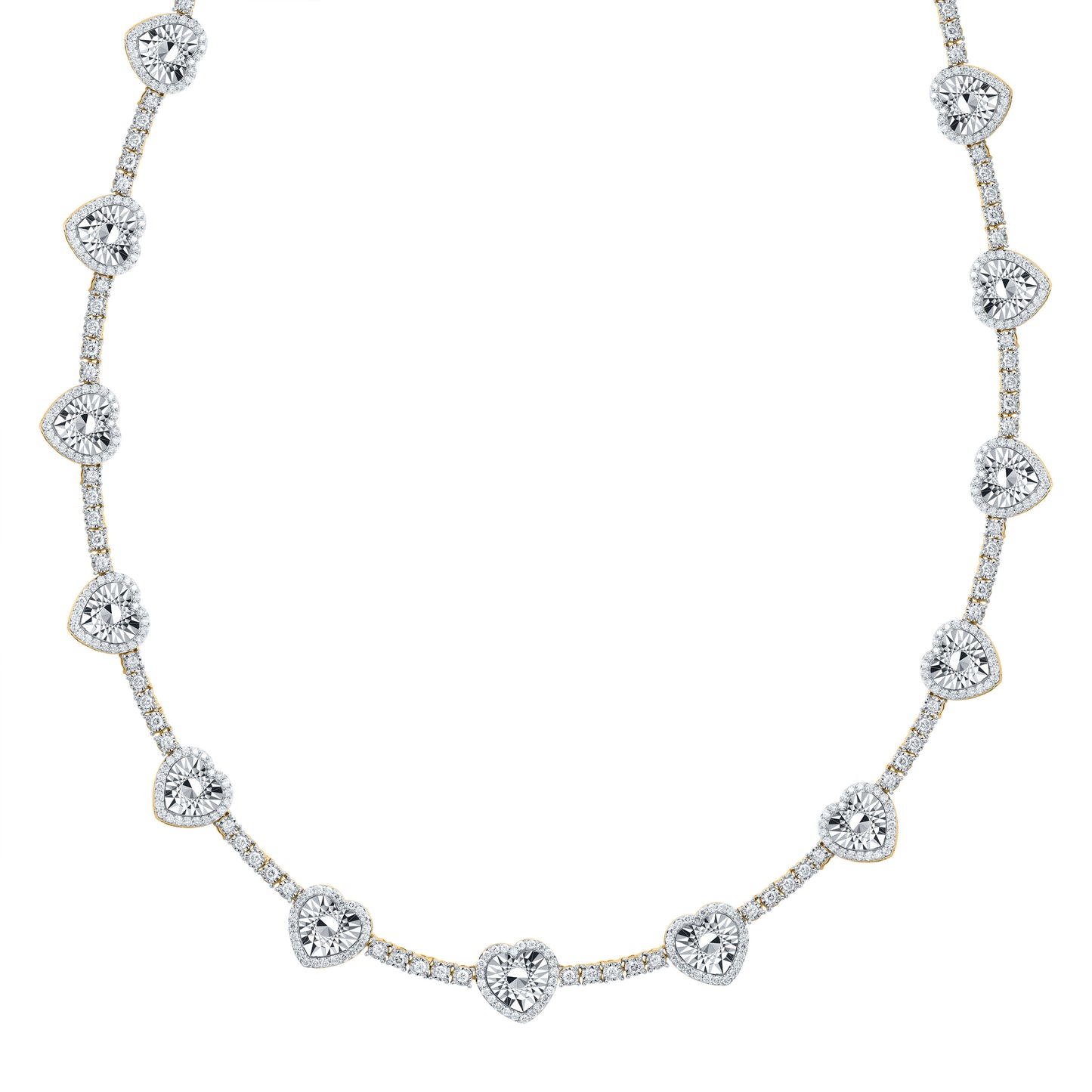 14kt Yellow Gold 4 1/3 Cttw Natural Diamond Fashion Heart Necklace, Length: 18 Inch