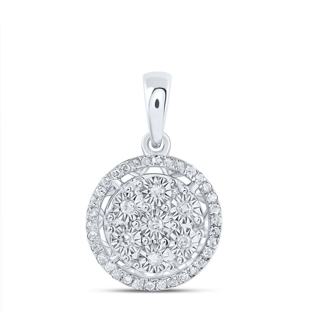 10kt White Gold 1/6 Cttw Natural Diamond Round Pendant