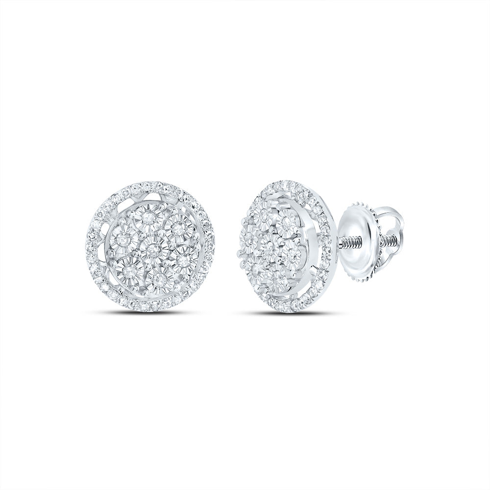 10kt White Gold 1/3 Cttw Natural Diamond Round Stud Earring