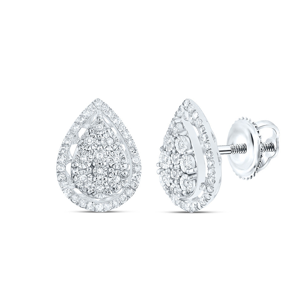 10kt White Gold 1/4 Cttw Natural Diamond Pear Earring