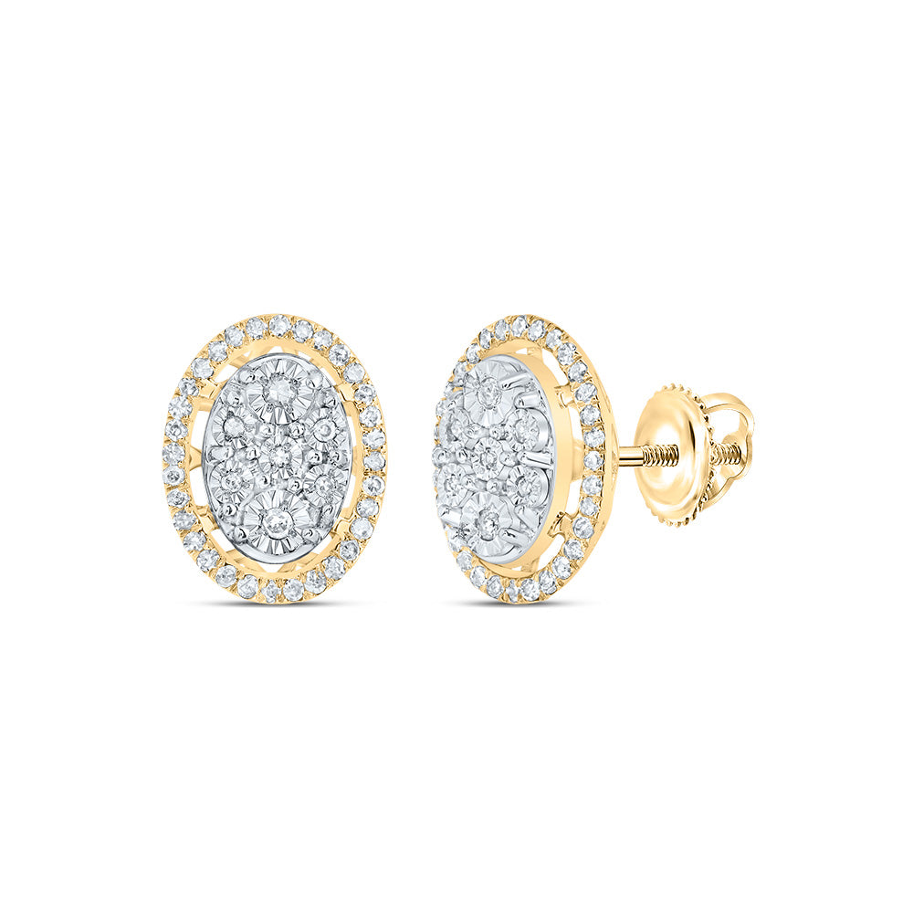 10kt Yellow Gold 1/4 Cttw Natural Diamond Oval Stud Earring