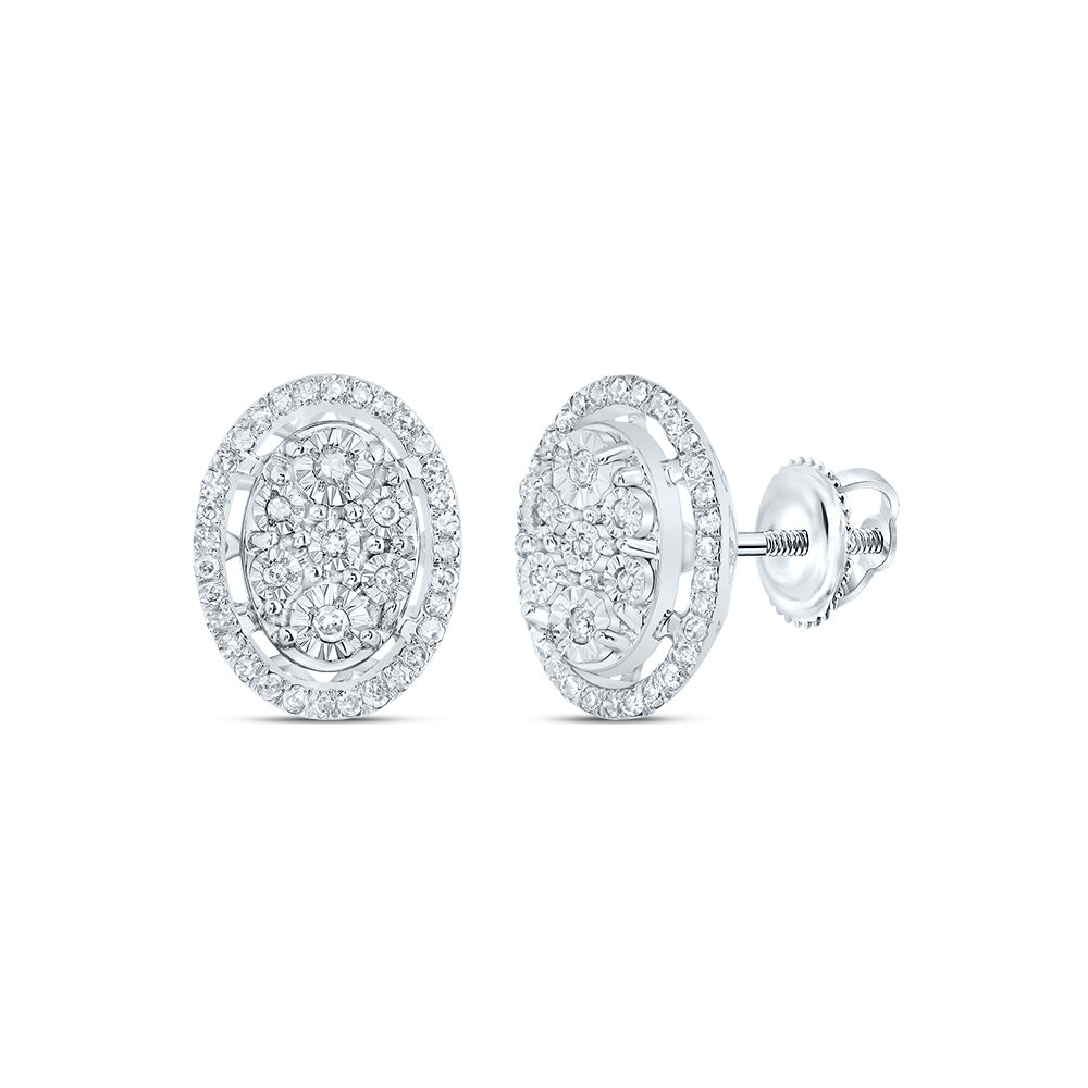 10kt White Gold 1/4 Cttw Natural Diamond Oval Stud Earring