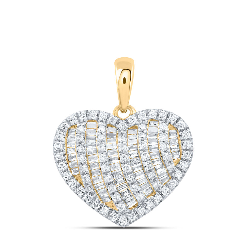 10kt Yellow Gold 1/2 Cttw Natural Diamond Fashion Heart Pendant