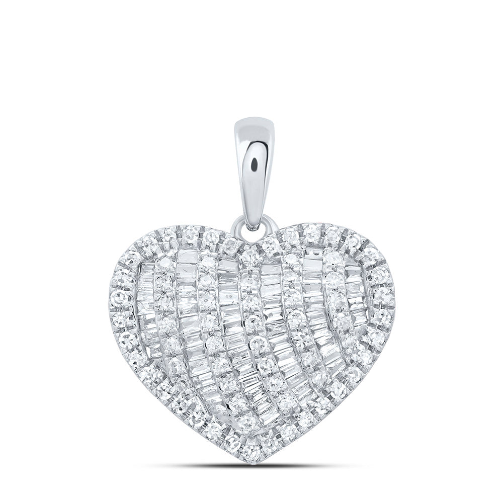10kt White Gold 1/2 Cttw Natural Diamond Fashion Heart Pendant