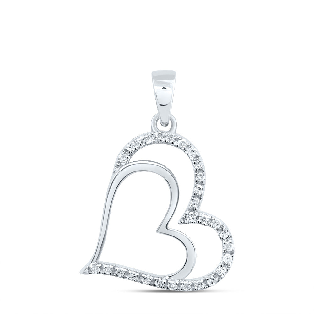 Sterling Silver 1/10 Cttw Natural Diamond Heart Pendant