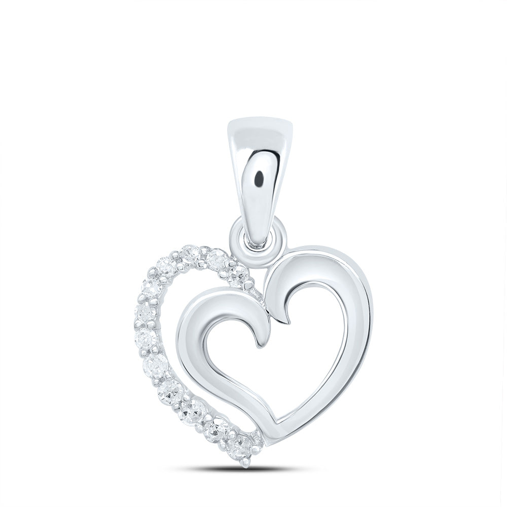 Sterling Silver 1/20 Cttw Natural Diamond Heart Pendant