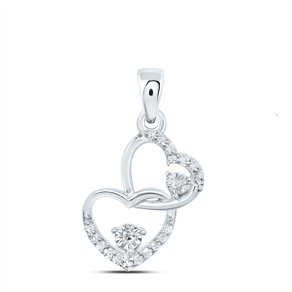 Sterling Silver 1/12 Cttw Natural Diamond Heart Pendant