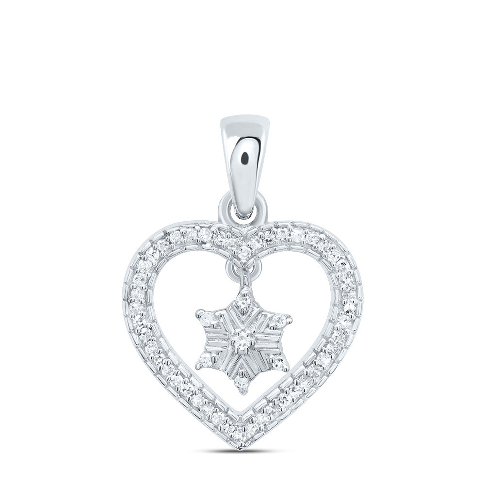 Sterling Silver 1/10 Cttw Natural Diamond Heart Pendant