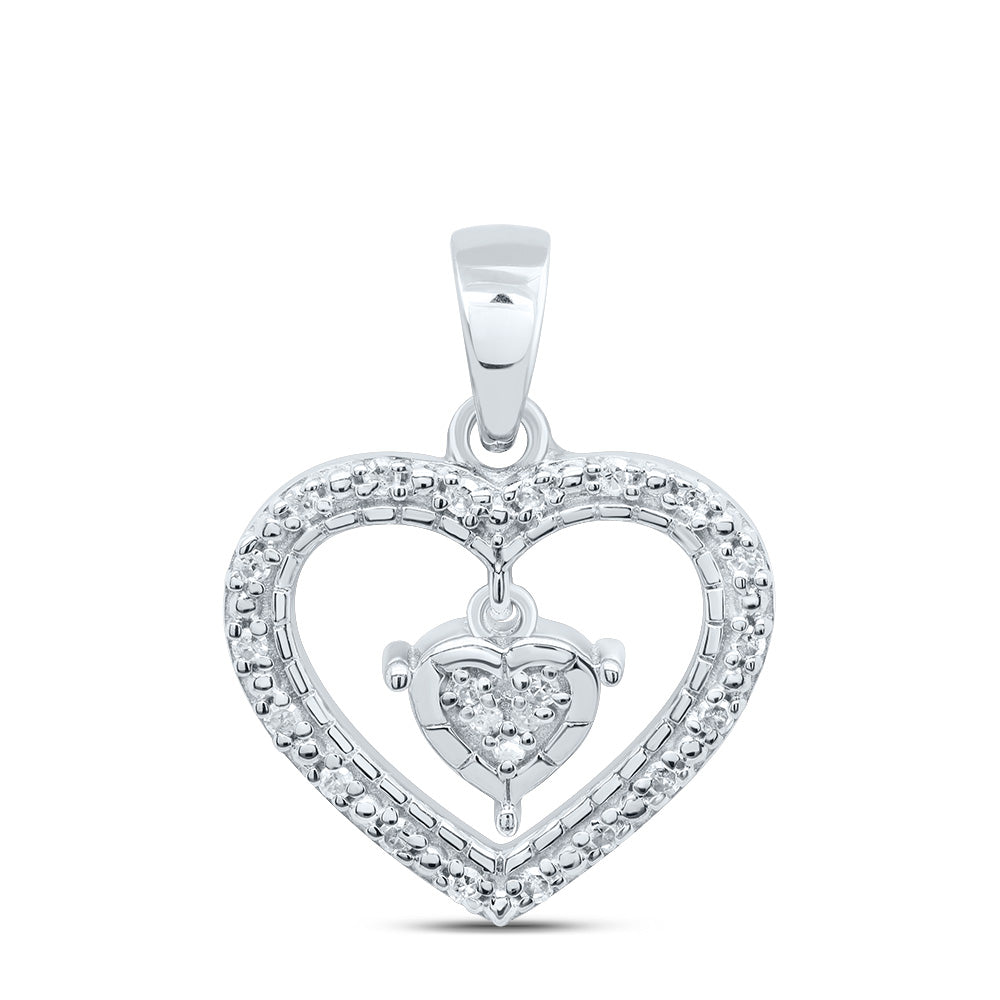 Sterling Silver 1/10 Cttw Natural Diamond Heart Pendant