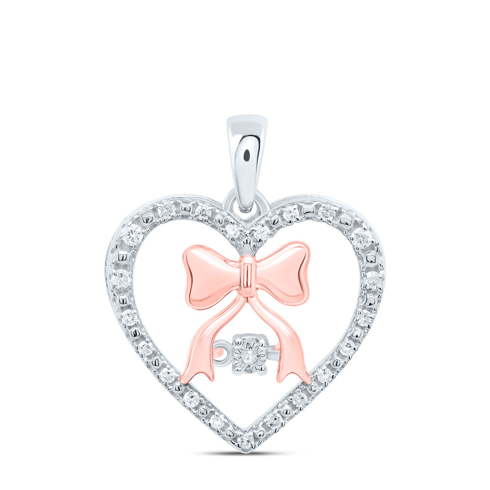 Sterling Silver 1/10 Cttw Natural Diamond Heart Pendant