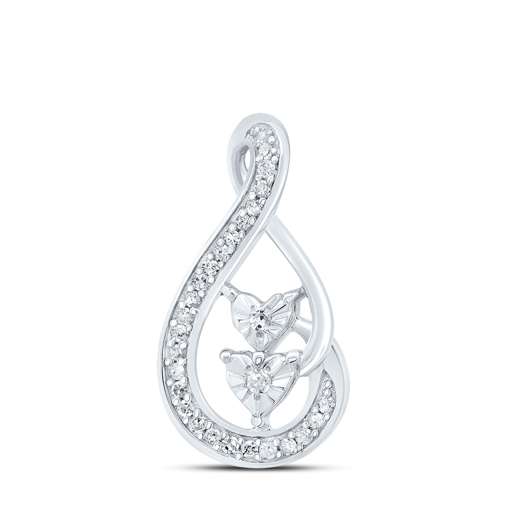 Sterling Silver 1/12 Cttw Natural Diamond Heart Pendant