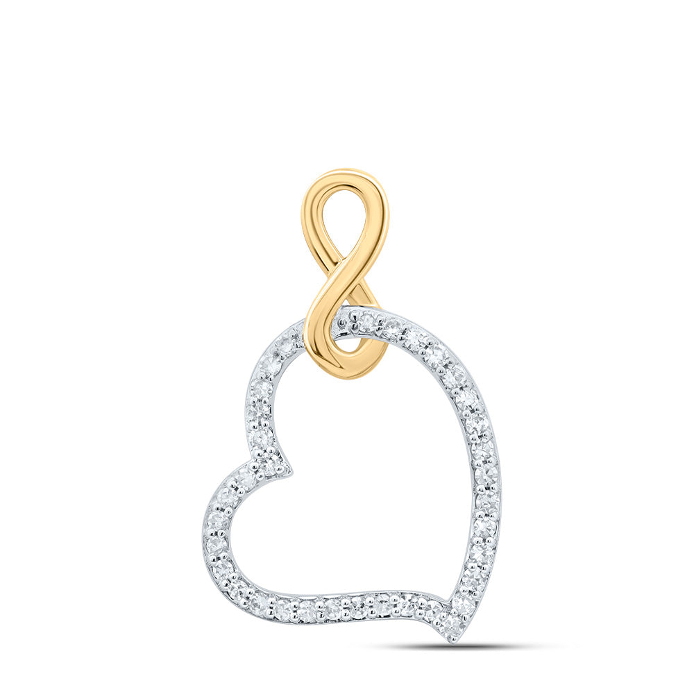 10kt Yellow Gold 1/6 Cttw Natural Diamond Fashion Heart Infinity Pendant