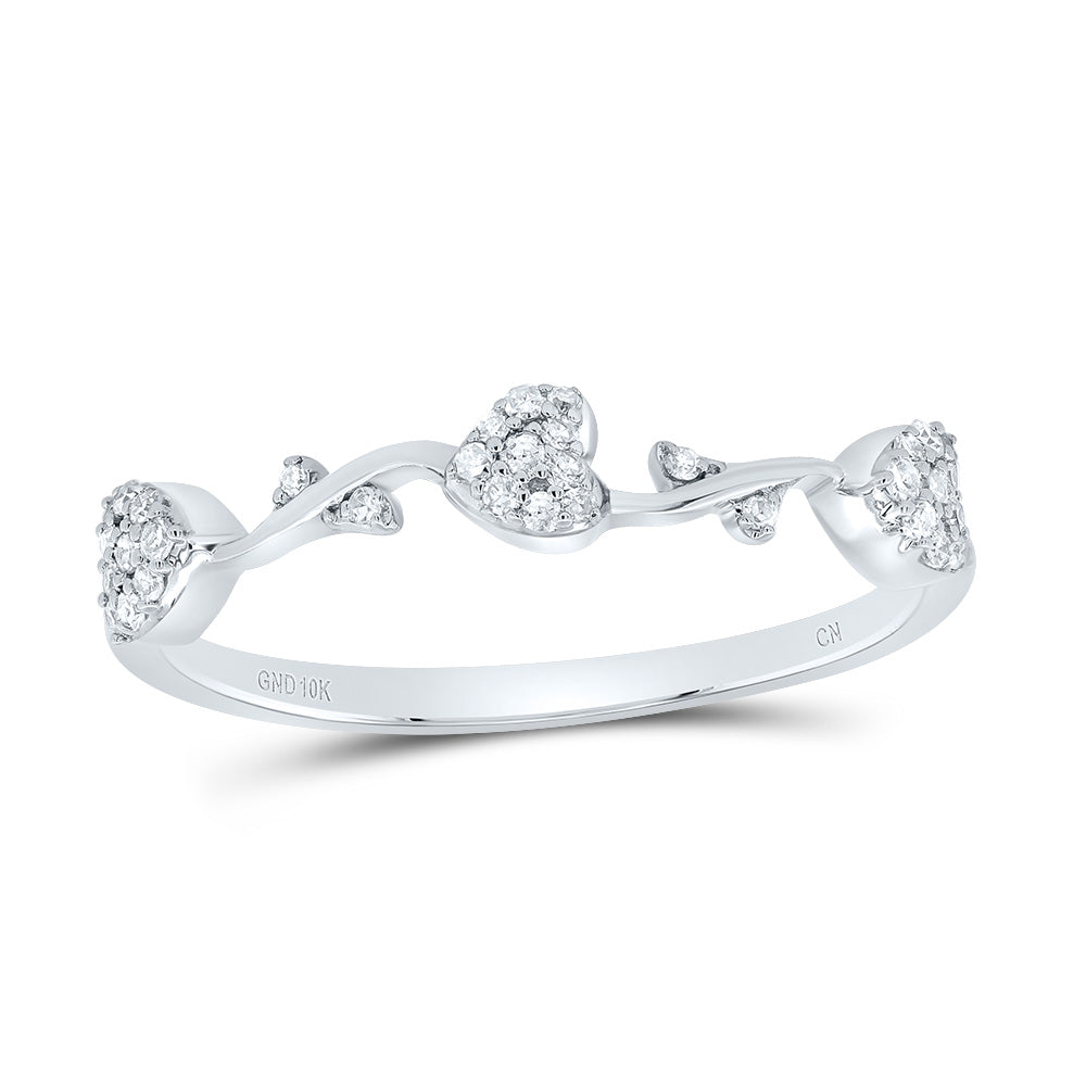 10kt White Gold 1/10 Cttw Natural Diamond Heart Wedding Engagement Anniversary Ring, Women Size: 5-9