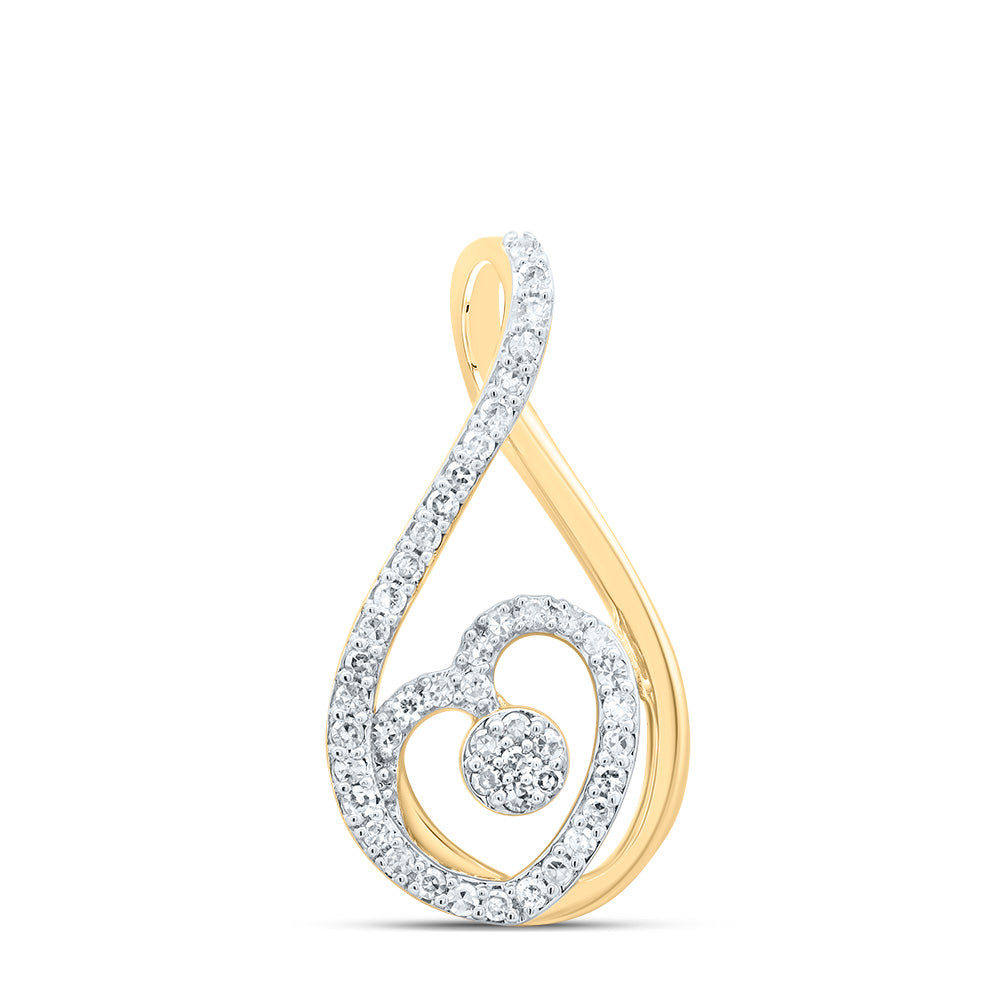 10kt Yellow Gold 1/5 Cttw Natural Diamond Fashion Heart Pendant