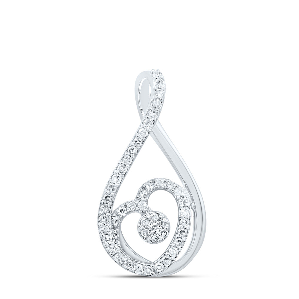 10kt White Gold 1/5 Cttw Natural Diamond Fashion Heart Pendant