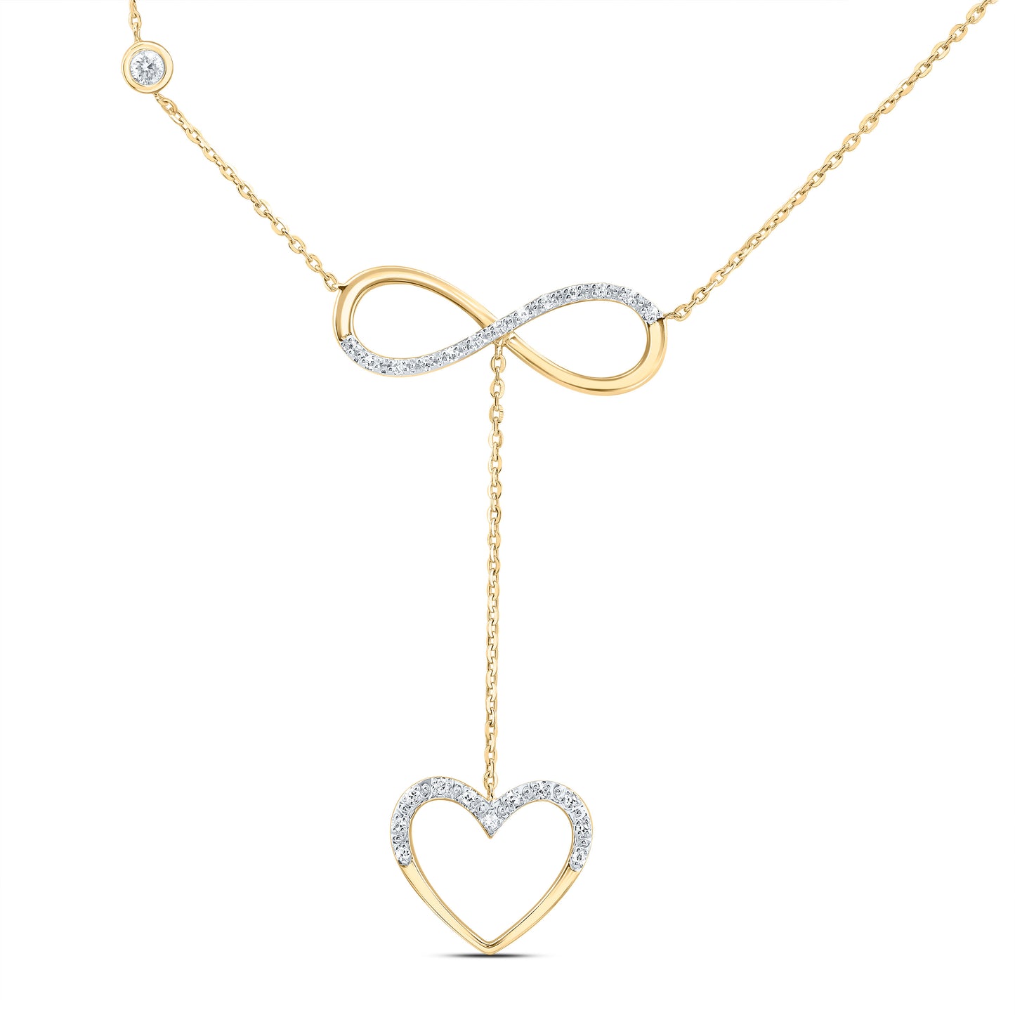 14kt Yellow Gold 1/10 Cttw Natural Diamond Heart Necklace, Length: 18 Inch