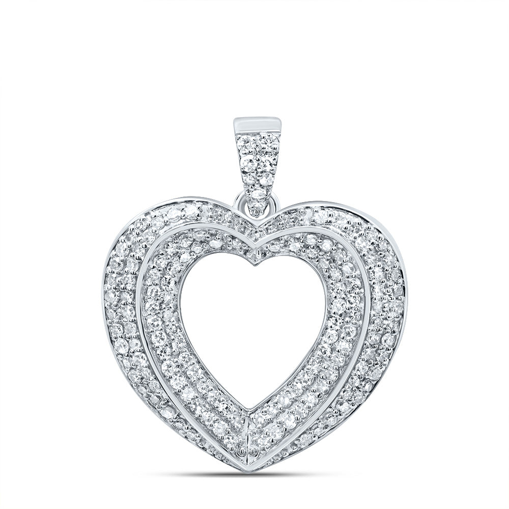 10kt White Gold 3/8 Cttw Natural Diamond Fashion Heart Pendant