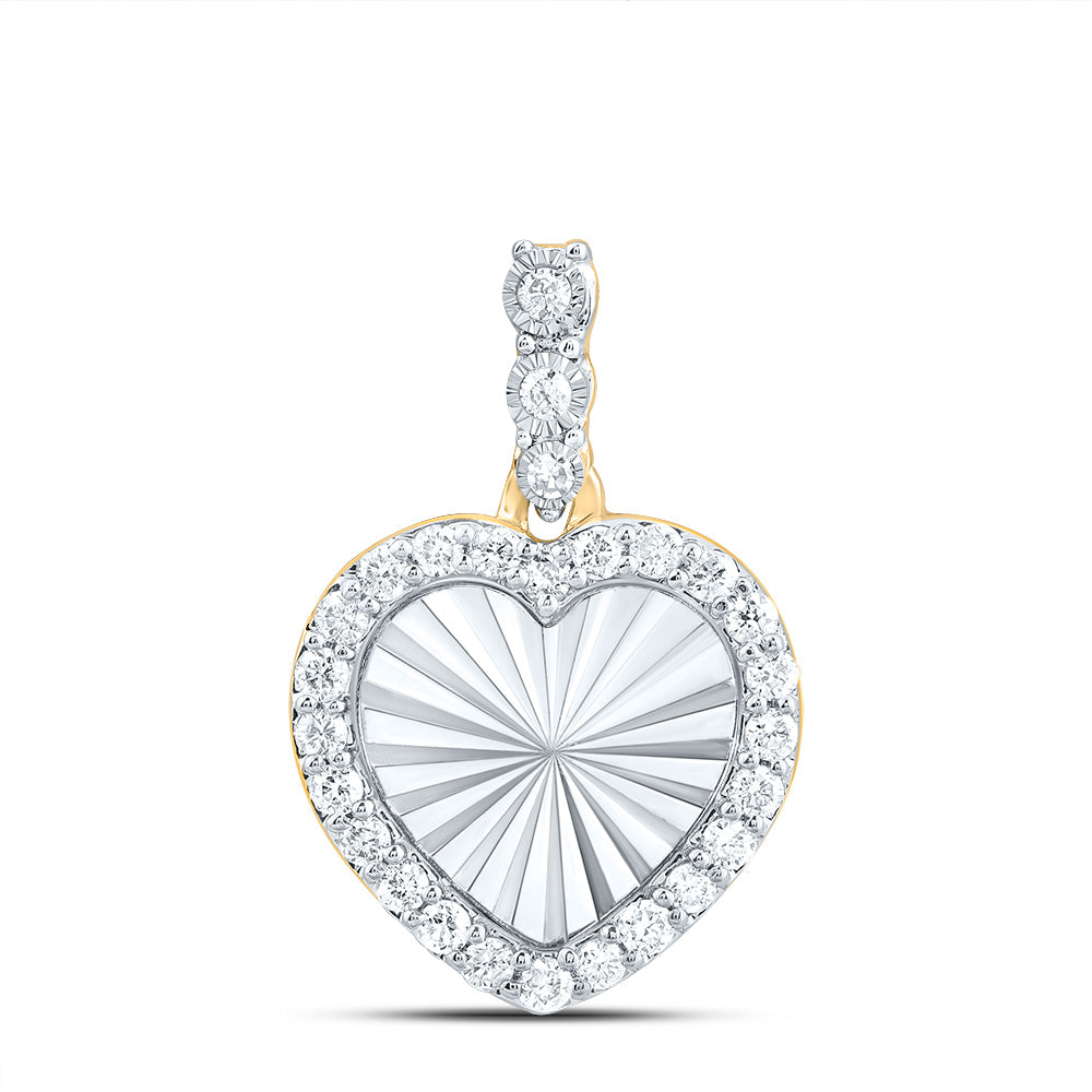 10kt Yellow Gold 1/6 Cttw Natural Diamond Heart Pendant
