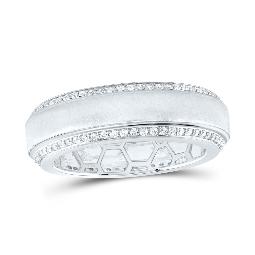 14kt White Gold 3/4 Cttw Natural Diamond Mens Band, Men Size: 8-12