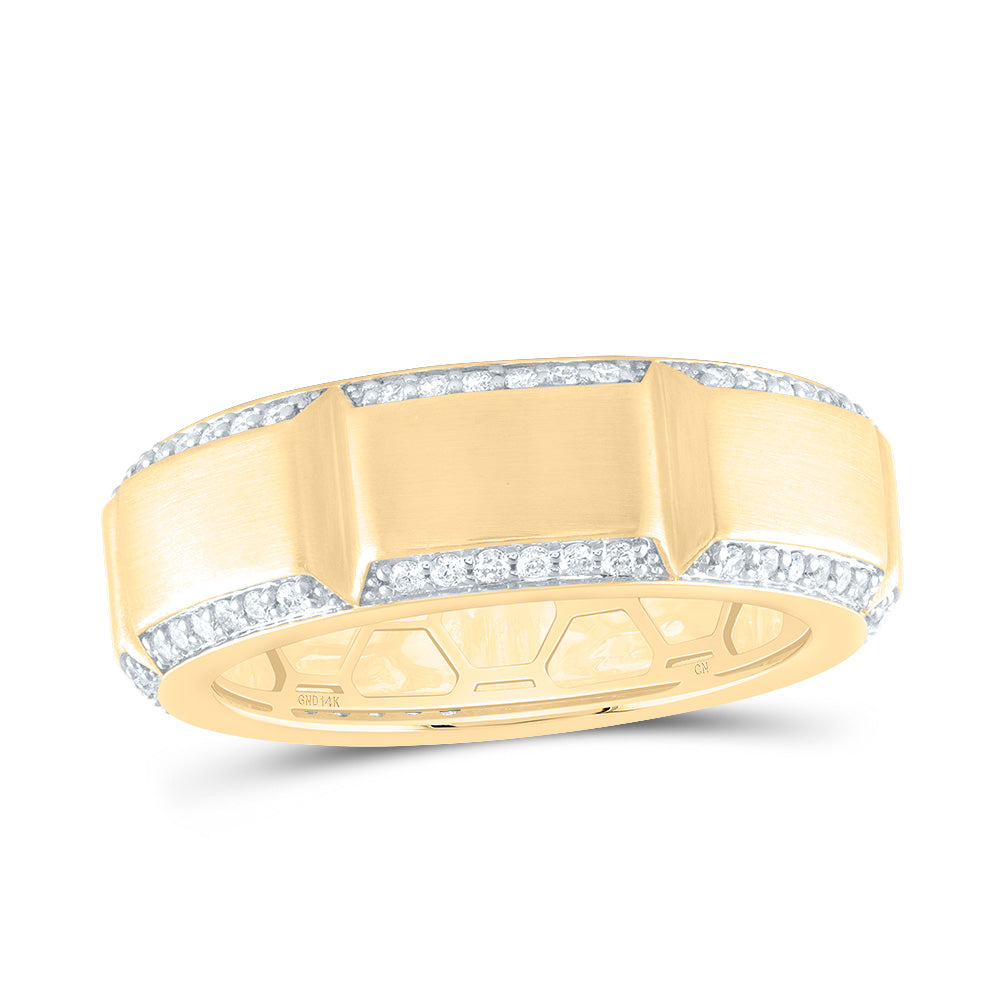 14kt Yellow Gold 5/8 Cttw Natural Diamond Mens Band, Men Size: 8-12