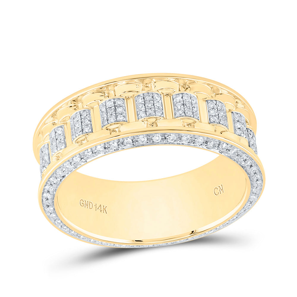 14kt Yellow Gold 3/4 Cttw Natural Diamond Mens Band, Men Size: 8-12