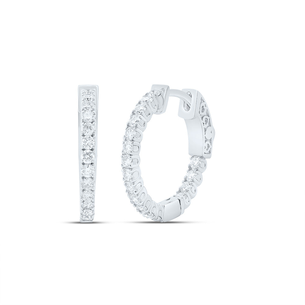 10kt White Gold 3/4 Cttw Natural Diamond Fashion Hoops Earring