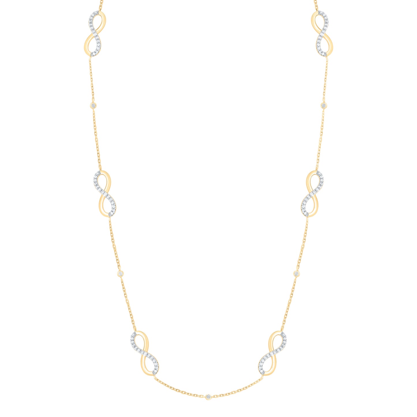 10kt Yellow Gold 3/8 Cttw Natural Diamond Infinity Necklace, Length: 16 Inch