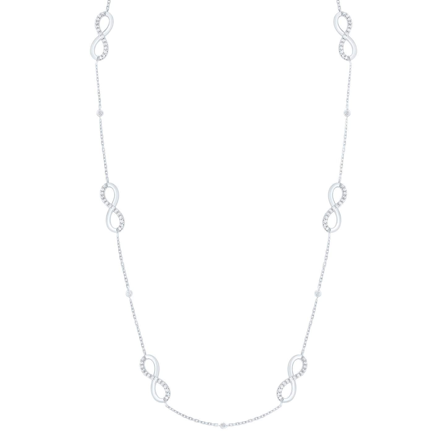 10kt White Gold 3/8 Cttw Natural Diamond Infinity Necklace, Length: 16 Inch
