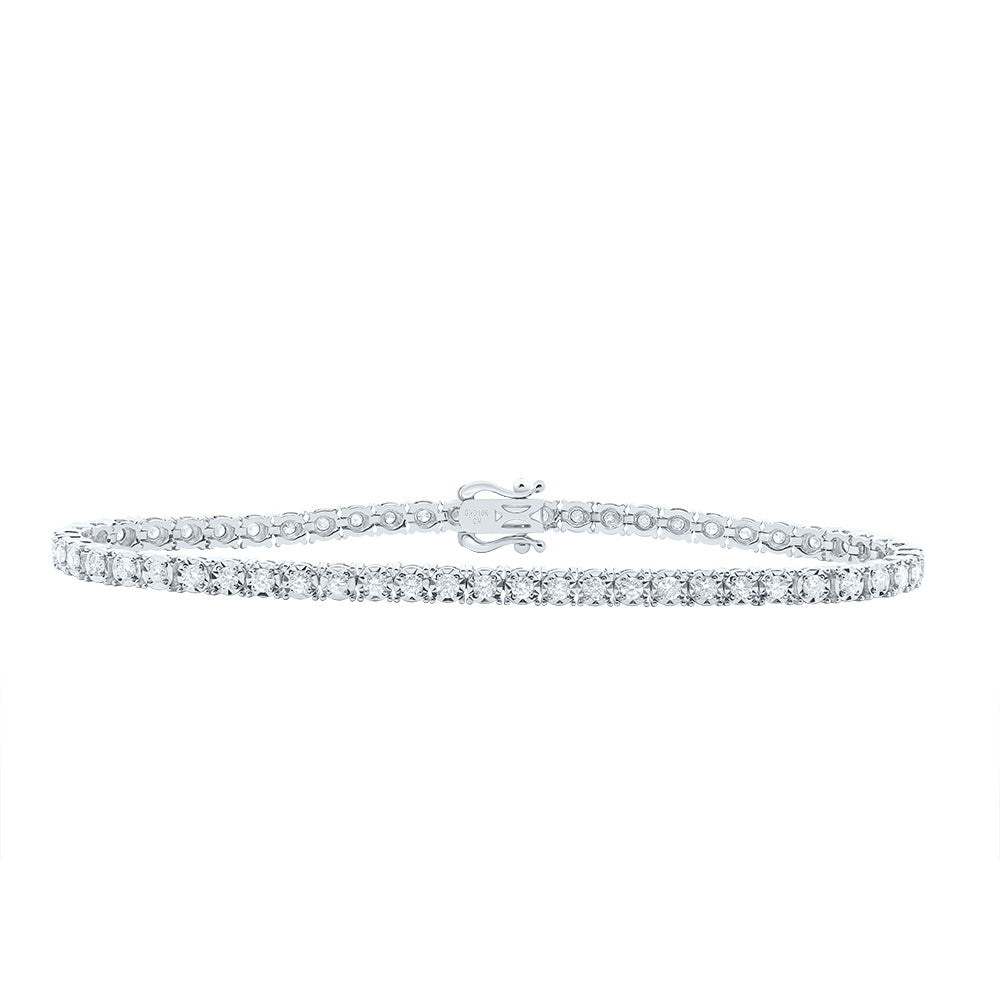 10kt White Gold 1 3/4 Cttw Natural Diamond Fashion Tennis Bracelet, Length: 7 Inch