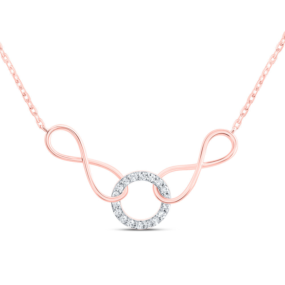 10kt Rose Gold 1/12 Cttw Natural Diamond Infinity Necklace, Length: 18 Inch