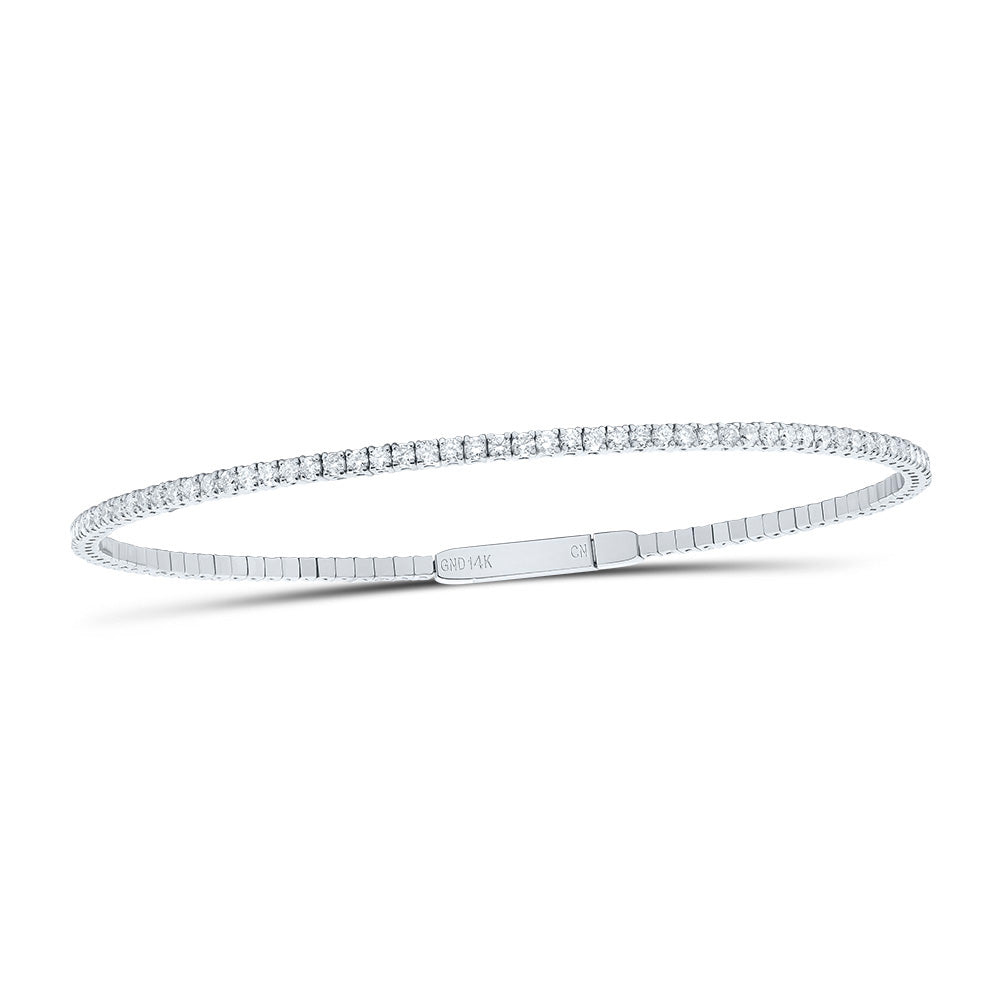 14kt White Gold 1 3/4 Cttw Natural Diamond Fashion Tennis Bangle