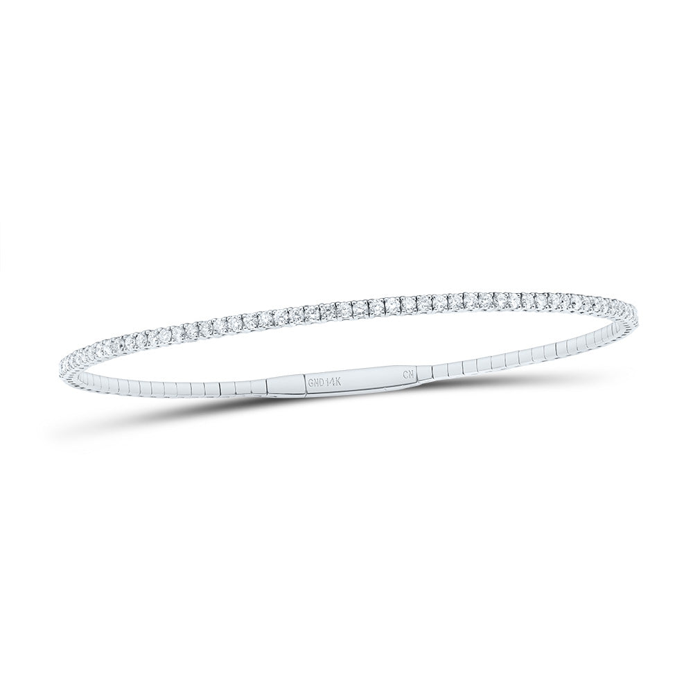 14kt White Gold 7/8 Cttw Natural Diamond Fashion Tennis Bangle