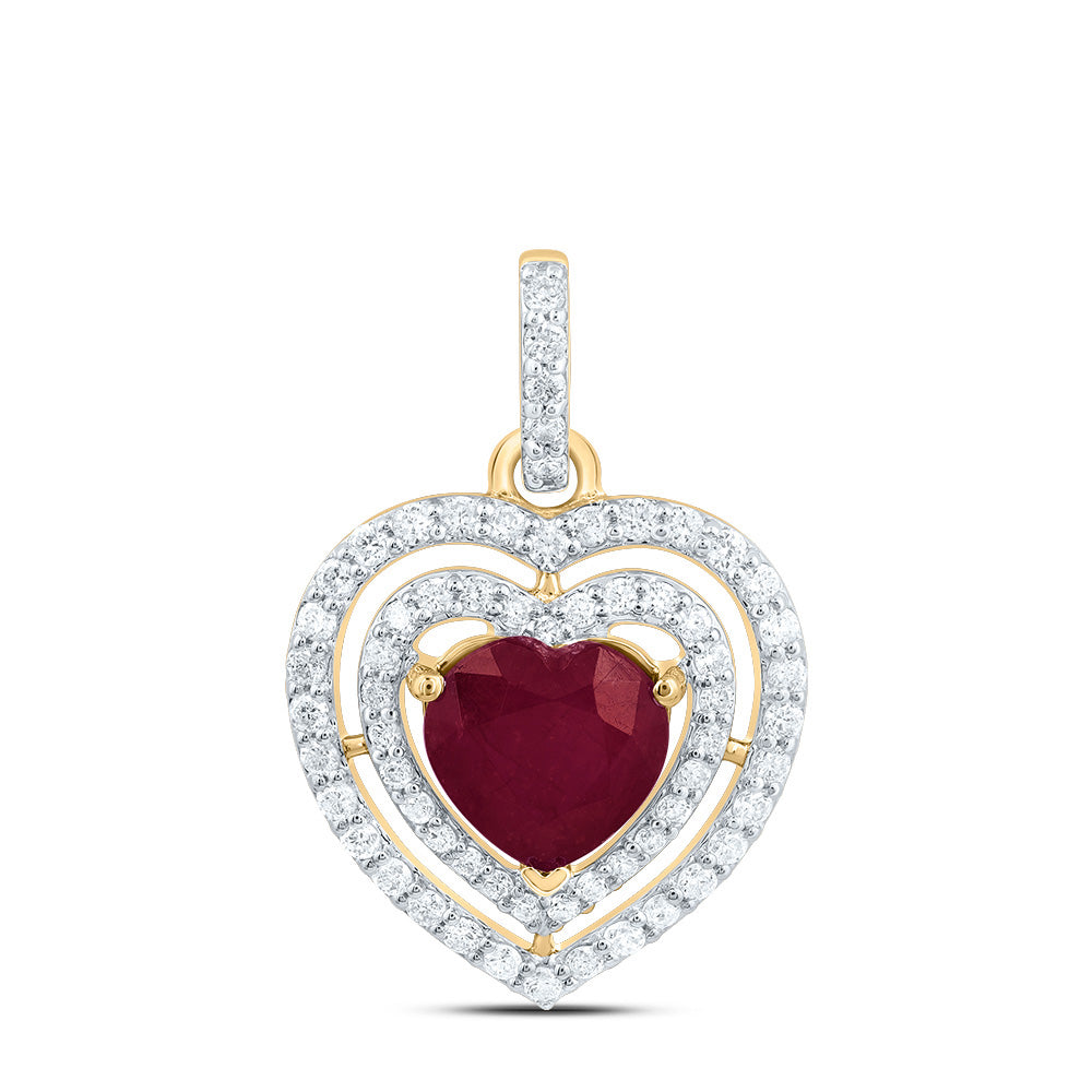 14kt Yellow Or White Gold Natural Diamond 7.50 Mm Heart Emerald Natural Gem Fashion Heart Pendant