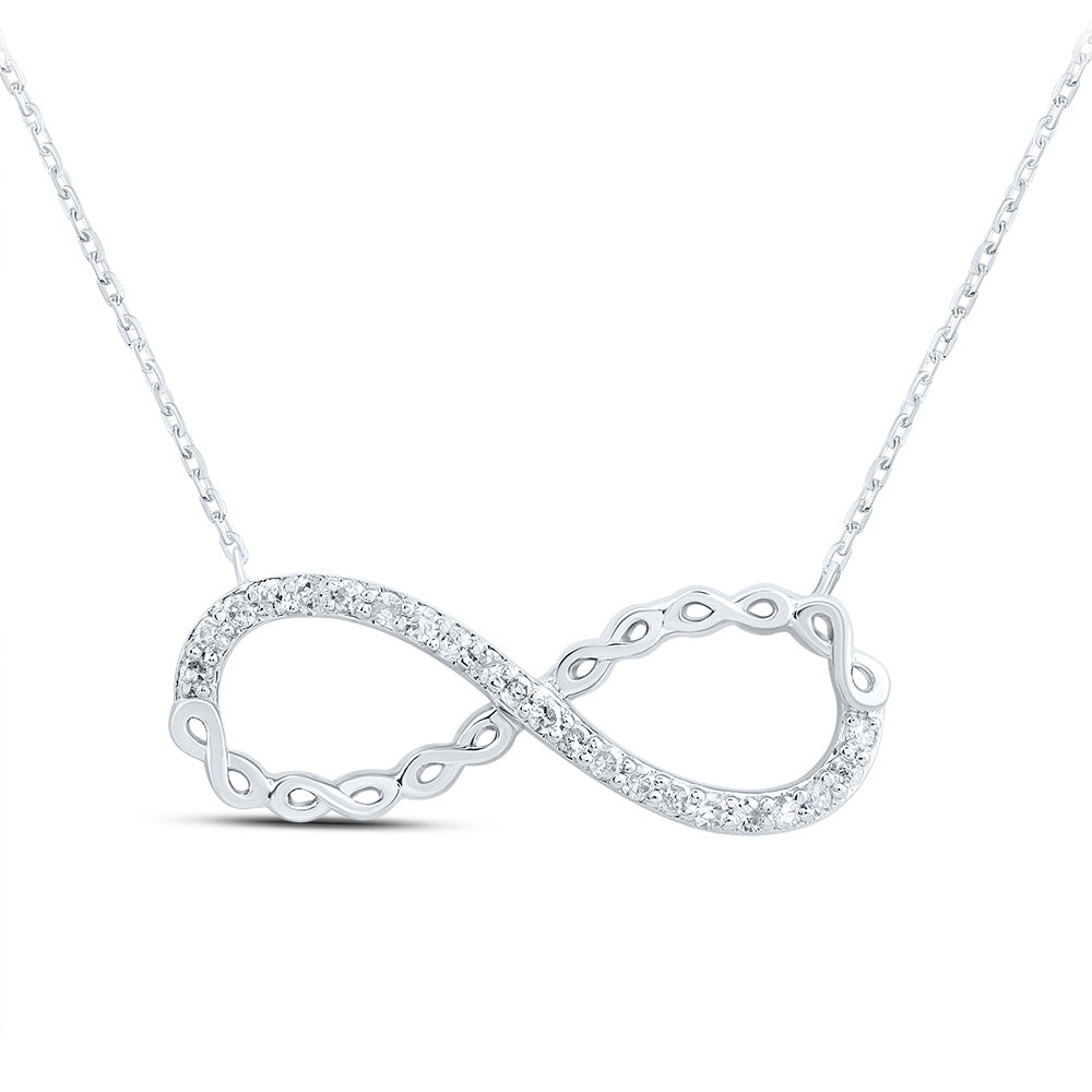 10kt White Gold 1/10 Cttw Natural Diamond Infinity Necklace, Length: 18 Inch