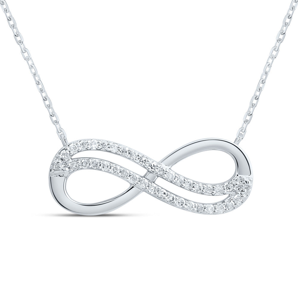 10kt White Gold 1/10 Cttw Natural Diamond Infinity Necklace, Length: 18 Inch