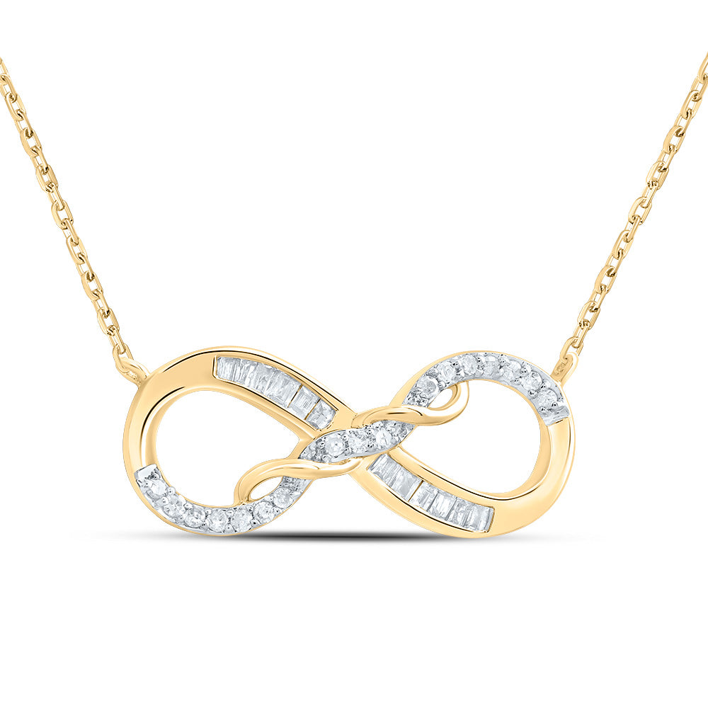 10kt Yellow Gold 1/10 Cttw Natural Diamond Infinity Necklace, Length: 18 Inch