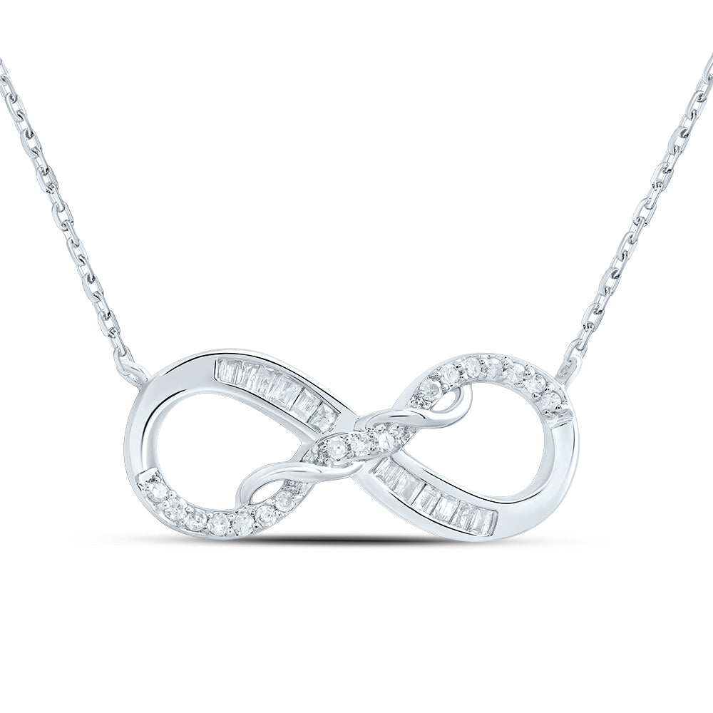 10kt White Gold 1/10 Cttw Natural Diamond Infinity Necklace, Length: 18 Inch