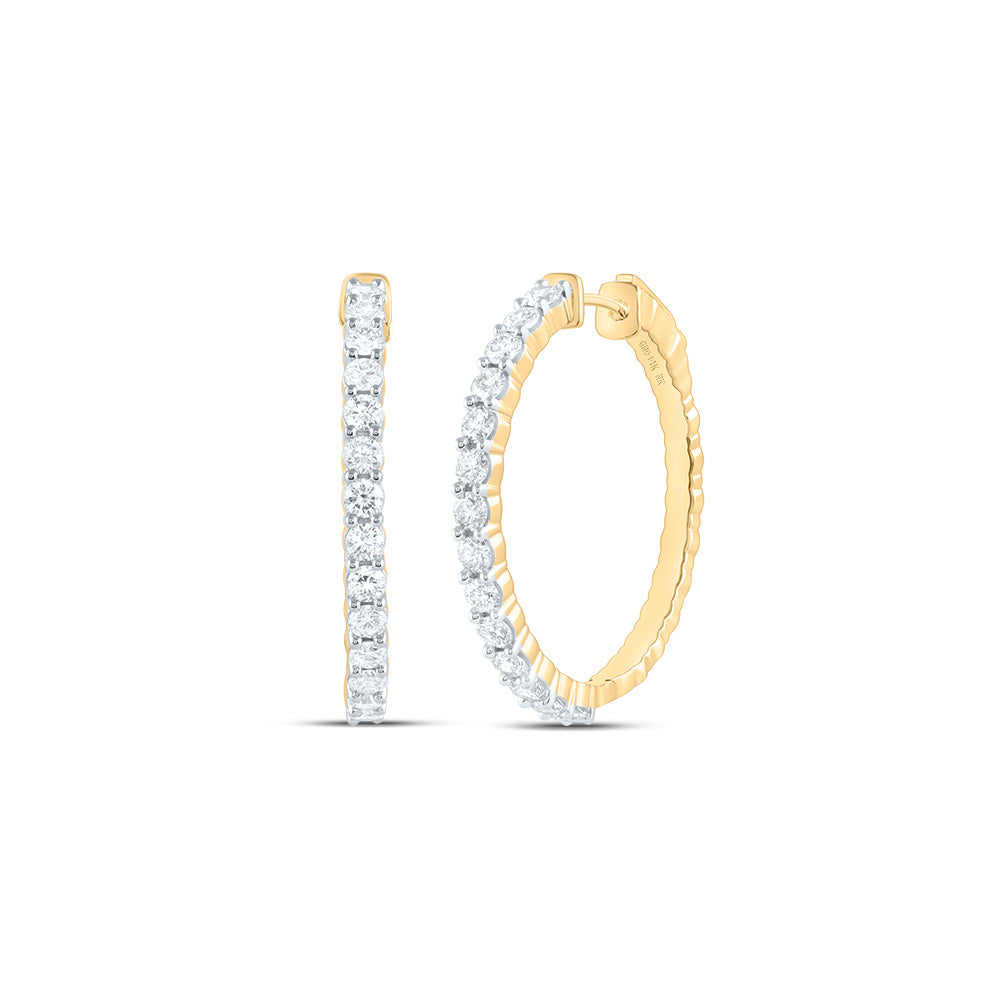 14kt Yellow Gold 1 7/8 Cttw Natural Diamond Fashion Hoop Earring