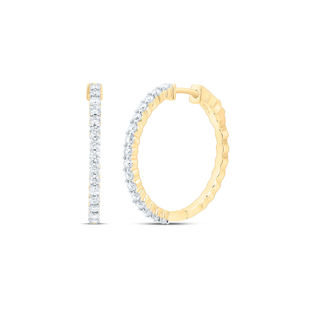 10kt Yellow Gold 1 1/4 Cttw Natural Diamond Fashion Hoop Earring