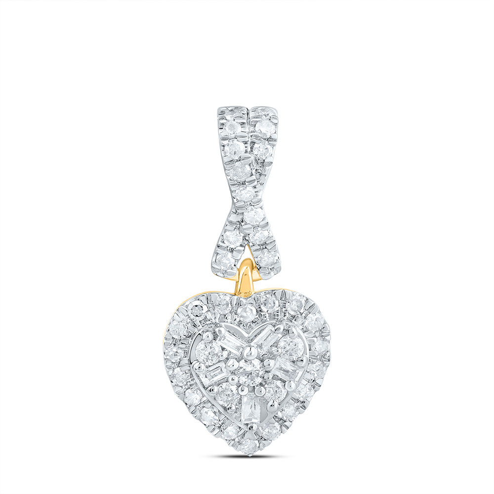 10kt Yellow Gold 1/5 Cttw Natural Diamond Fashion Heart Pendant